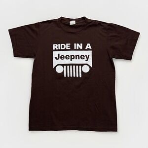 Jeep Ride In A Jeepney Off Road T-Shirt Men's L Brown Graphic Short Sleeve Tee